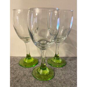 Set of 3 Cristar Lime Green Stemmed 7" Wine Glasses  # 2171